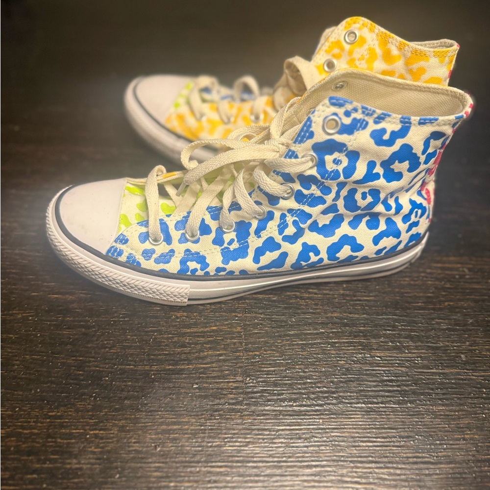Converse Chuck Taylor All Star High Top Multi Color Leopard Print 672089F Mens 6 - Picture 4 of 5